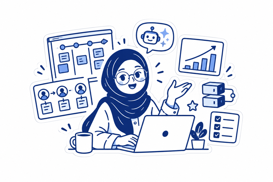 Feby Lailani - Conversational AI & Product Management Illustration